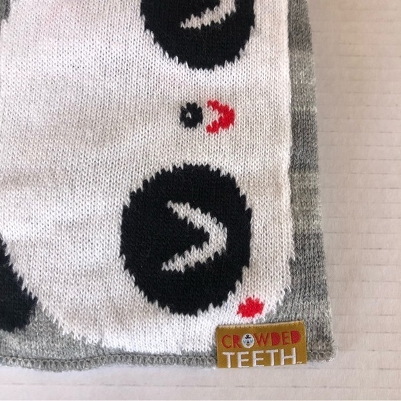 Exclusive Crowded Teeth By Loungefly Panda Print Double Sided Knit Scarf OS - Picture 2 of 6